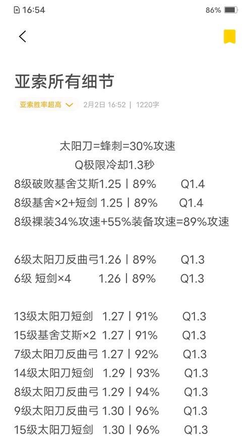 《超详细龙神亚索出装铭文推荐攻略》（打造无敌风之徒，让亚索成为战场上的王者！）